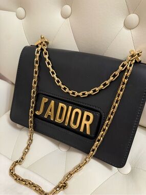 Dior Black Leather Crossbody Bag with Gold J'ADIOR Hardware
